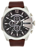 Diesel DZ4290 Mega Chief Chronograph Men's Watch - Black Dial & Brown Leather Strap