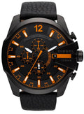 Diesel DZ4291 Mega Chief Chronograph Men's Watch - Black Dial & Black Leather Strap