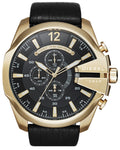 Diesel DZ4344 Mega Chief Chronograph Men's Watch - Black Dial & Black Leather Strap