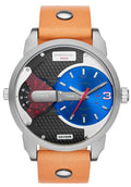 Diesel DZ7308 Mini Daddy Chronograph Men's Watch - Blue & Black Dial & Brown Leather Strap