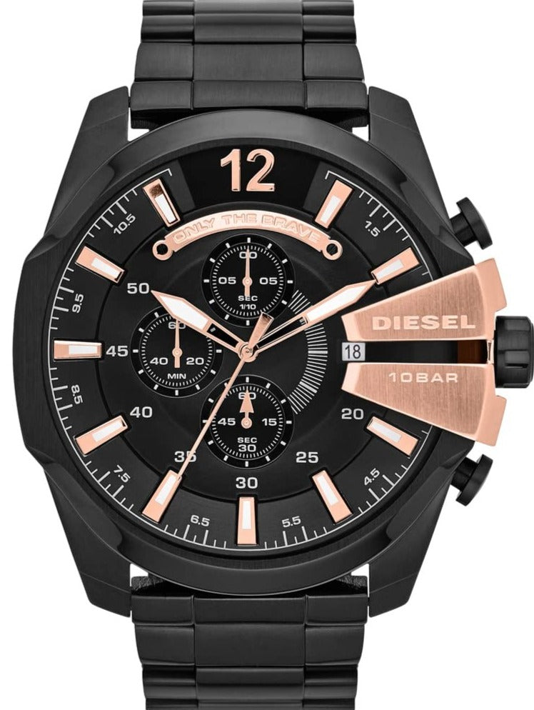 Diesel DZ4309 Mega Chief Chronograph Men's Watch - Black Dial & Black Stainless Steel Strap