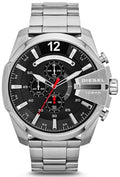 Diesel DZ4308 Mega Chief Chronograph Men's Watch - Black Dial & Silver Stainless Steel Strap