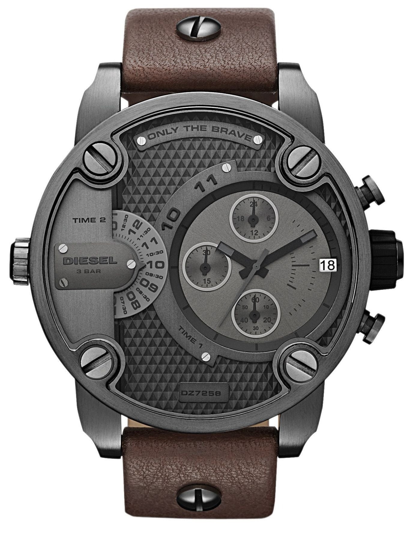 Diesel DZ7258 Little Daddy SBA Men's Watch - Grey Dial & Brown Leather Strap