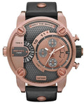 Diesel DZ7282 Little Daddy Men's Watch - Black & Gold Dial & Black Leather Strap