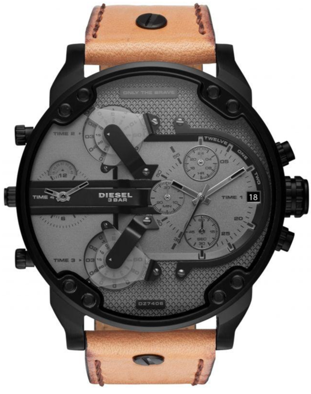 Diesel DZ7406 Mr. Daddy 2.0 Chronograph Men's Watch - Grey Dial & Brown Leather Strap