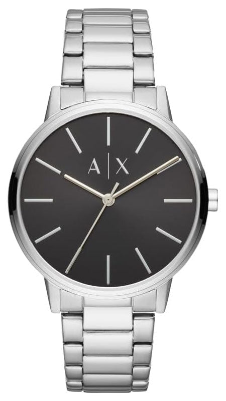 Armani Exchange Cayde AX2700 Men's Analog Watch - Black Dial with Silver Stainless Steel Bracelet