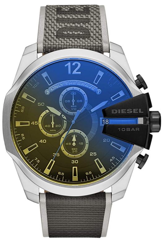 Diesel DZ4523 Mega Chief Chronograph Men's Watch - Black Dial & Grey Nylon Strap