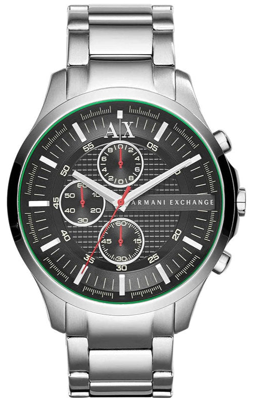 Armani Exchange Hampton AX2163 Men's Chronograph Watch - Black Dial with Silver Stainless Steel Strap