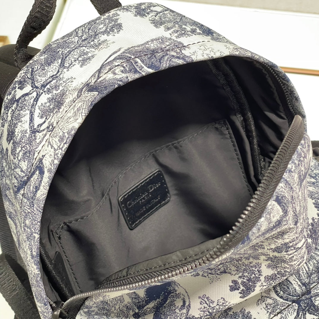 DIOR TRAVEL BACKPACK 20CM WHITE BLUE OBLIQUE JACQUARD