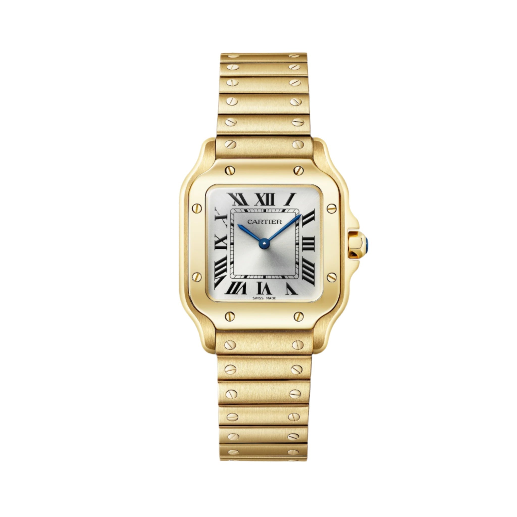 Santos De Cartier Small Model Watch - 27mm, 18K Yellow Gold, Silver Dial