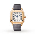 Santos de Cartier Large Model Watch - 40mm, 18K Rose Gold, Alligator Leather, Silver Dial