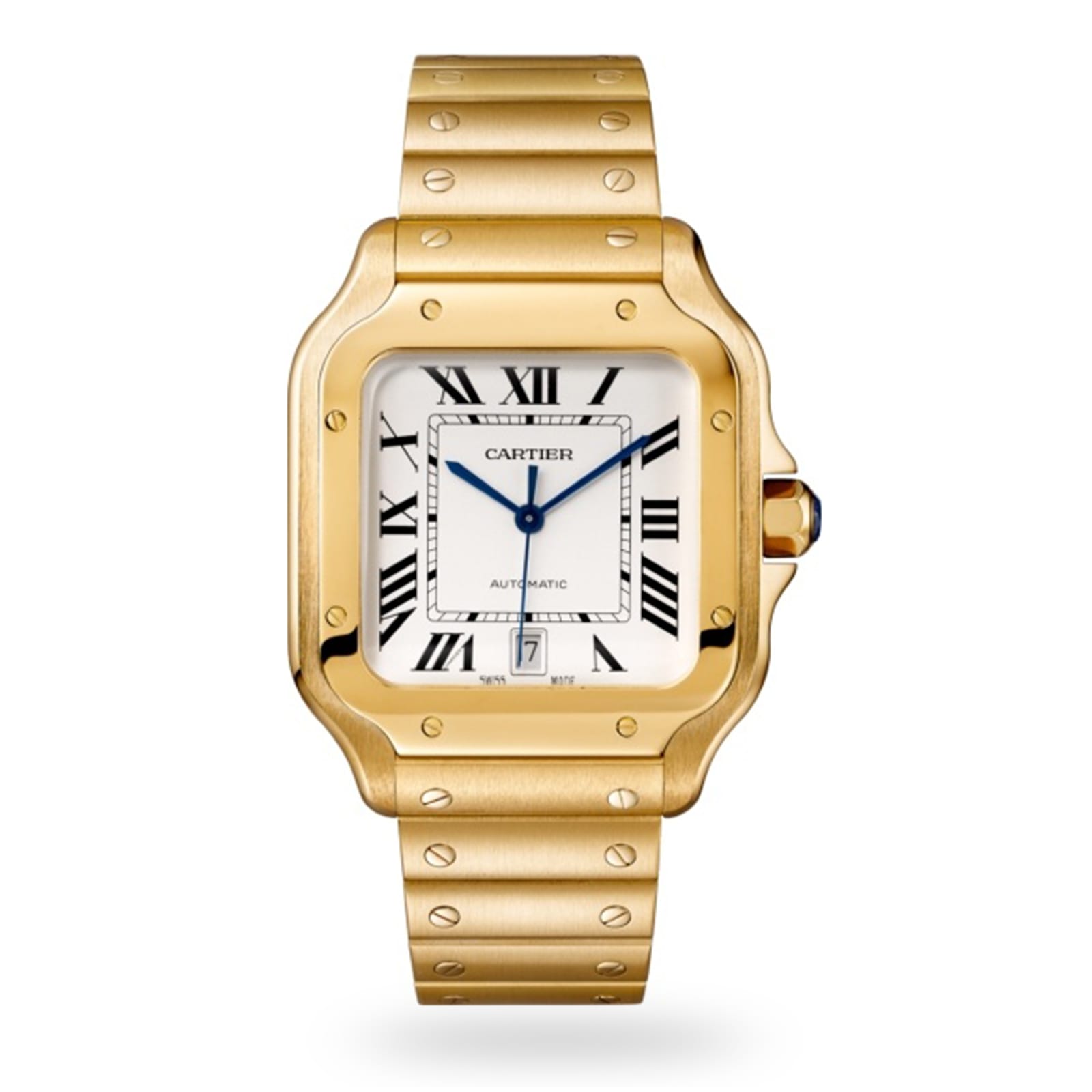 Santos de Cartier Large Model Watch - 40mm, 18K Yellow Gold, White Dial