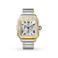 Santos de Cartier Chronograph Watch - 43mm, Two - Tone Steel & 18K Yellow Gold, Silver Dial