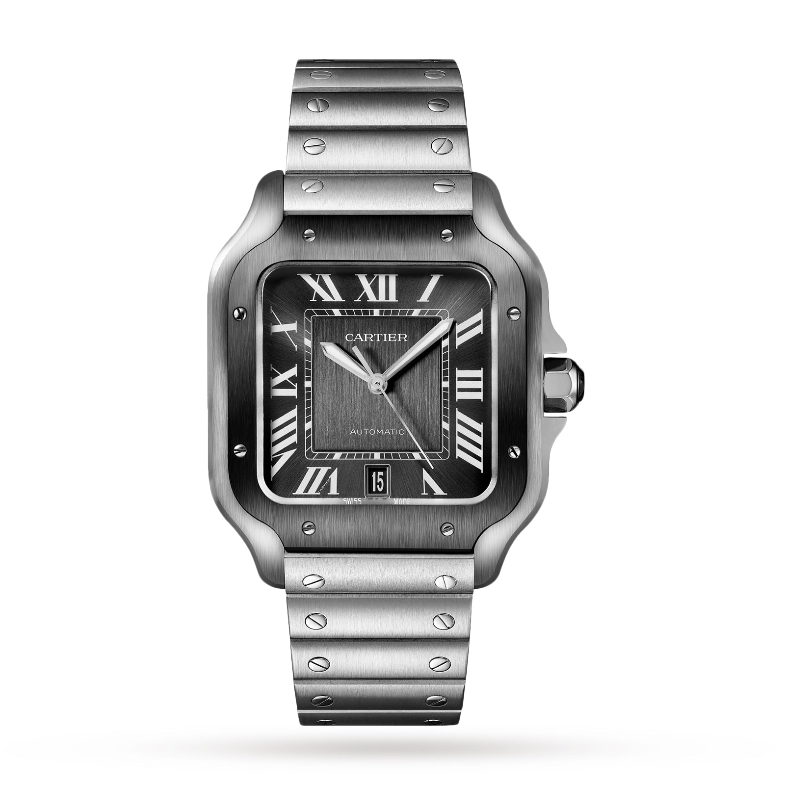 Santos de Cartier Large Model Watch - 40mm, Two - Tone Steel & ADLC, Steel, Grey Dial