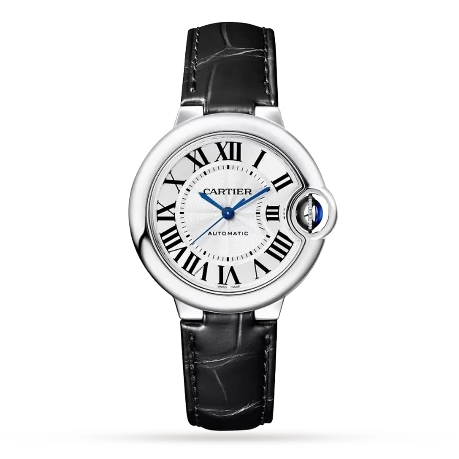 Ballon Bleu de Cartier 33 Watch - 33mm, Steel, Alligator Leather, Silver Dial