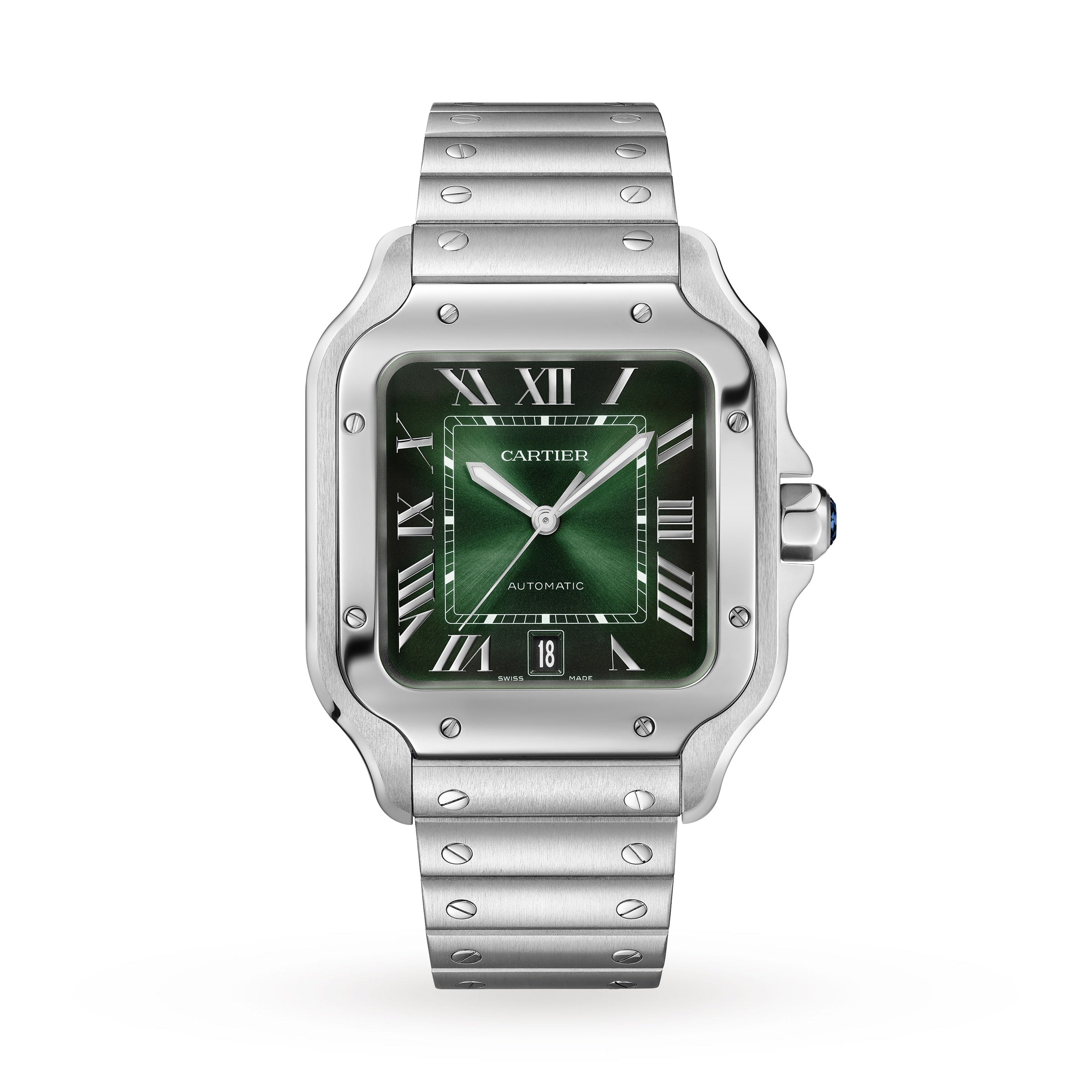 Santos de Cartier Large Model Watch - 40mm, Steel, Green Dial