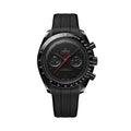Omega Speedmaster Dark Side of the Moon Black Ceramic 44.25mm Watch - Full Black w/Red Seconds Hand on Rubber Strap