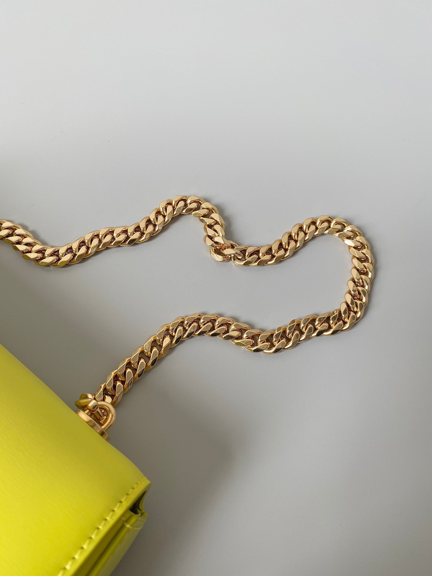 CELINE 20 CHAIN EMBOSSED ARMPIT BAG CHARTREUSE YELLOW CALFSKIN