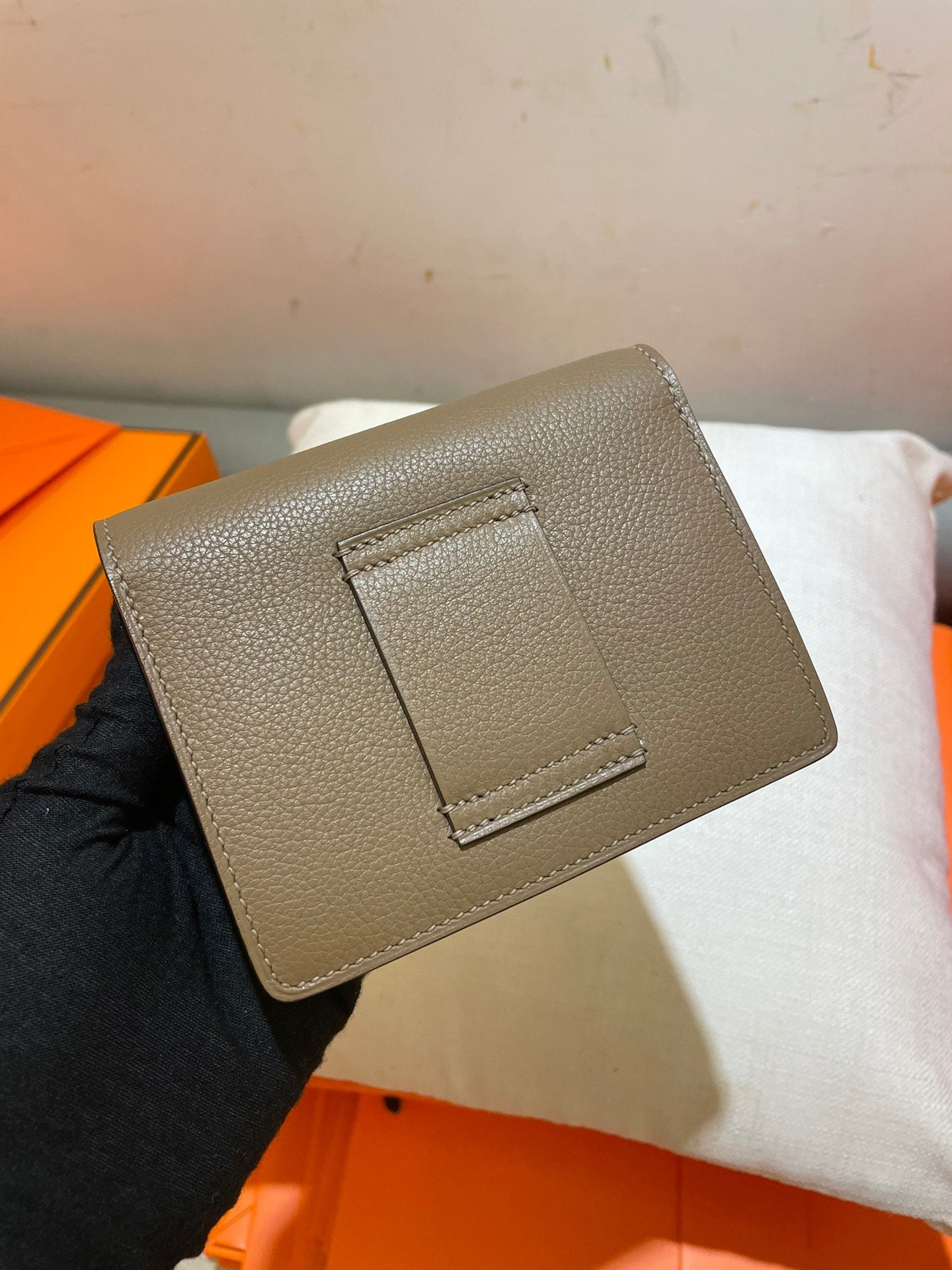 HERMES RoulisSlim Wallet 12.7 Brown Calfskin Ghw