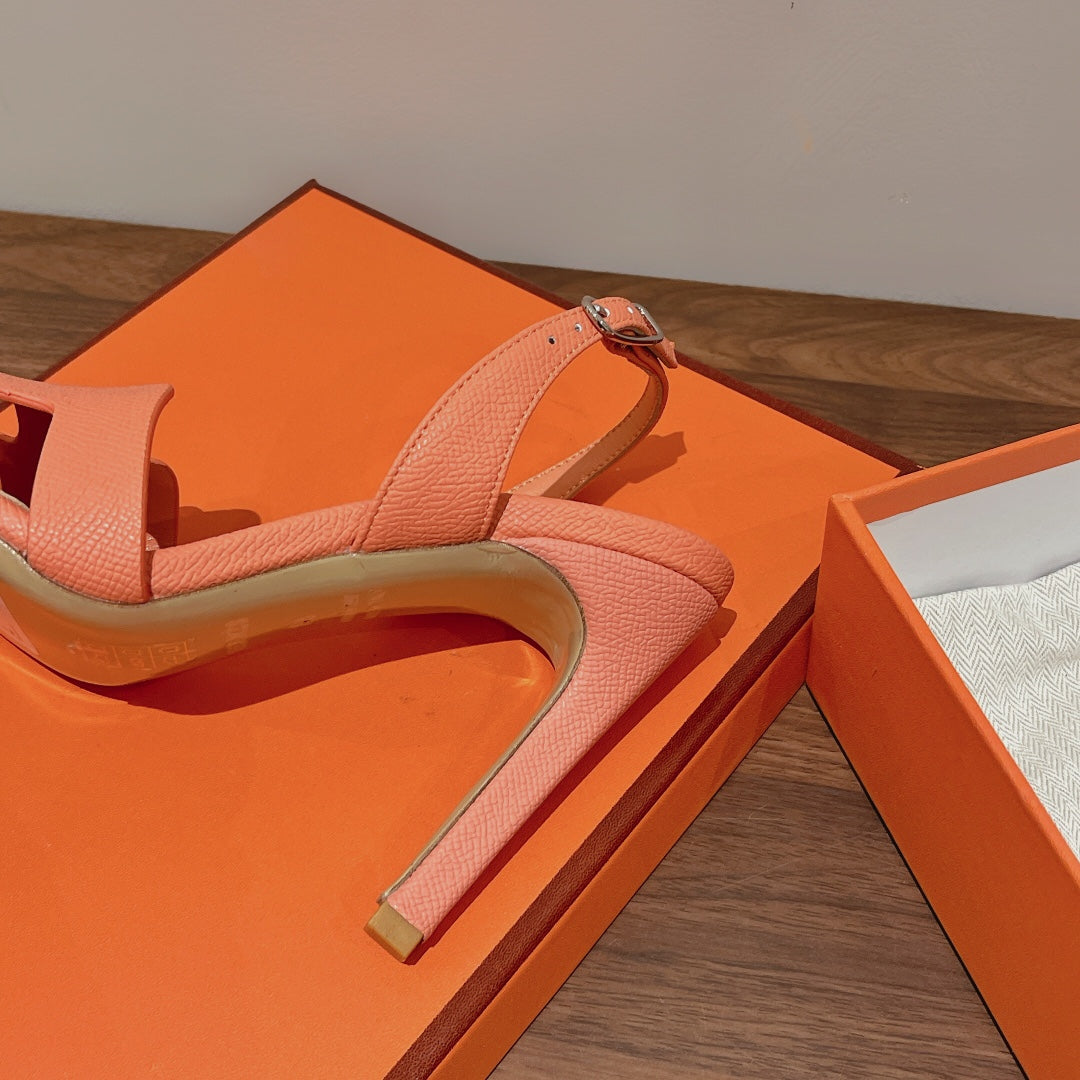 HERMES SLINGBACK SANDAL ETERNITE 105 CANTALOUPE LAMBSKIN