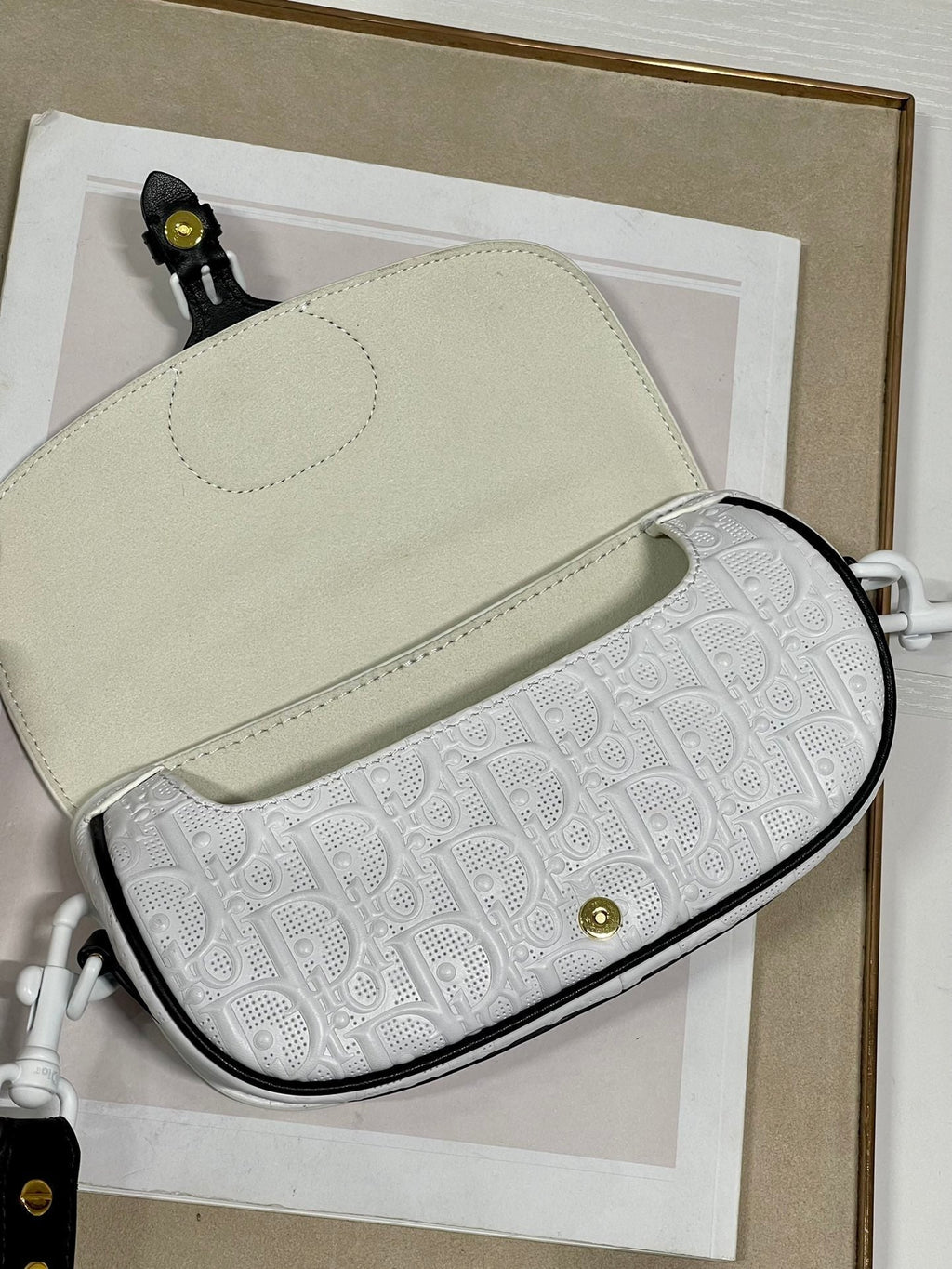 DIOR BOBBY EAST-WEST 21 BAG IN WHITE LAMBSKIN