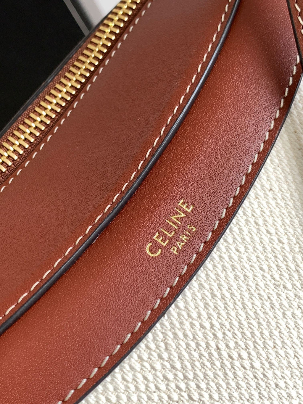 CELINE TRIOMPHE CLASSIC 25 WHITE BROWN CALFSKIN
