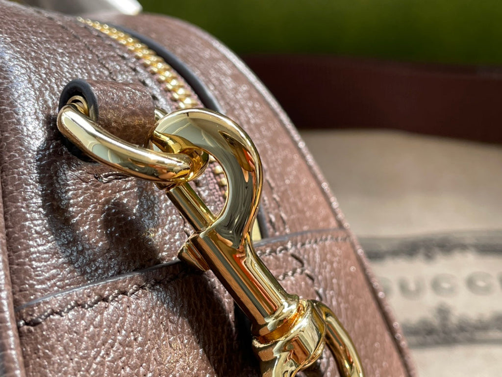 GUCCI OPHIDIA  SMALL 21 SHOULDER BAG BEIGE AND EBONY SUPREME CANVAS