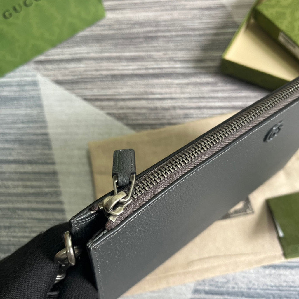 GUCCI MARMONT 30 HANDBAG IN PENTER GREY CALFSKIN