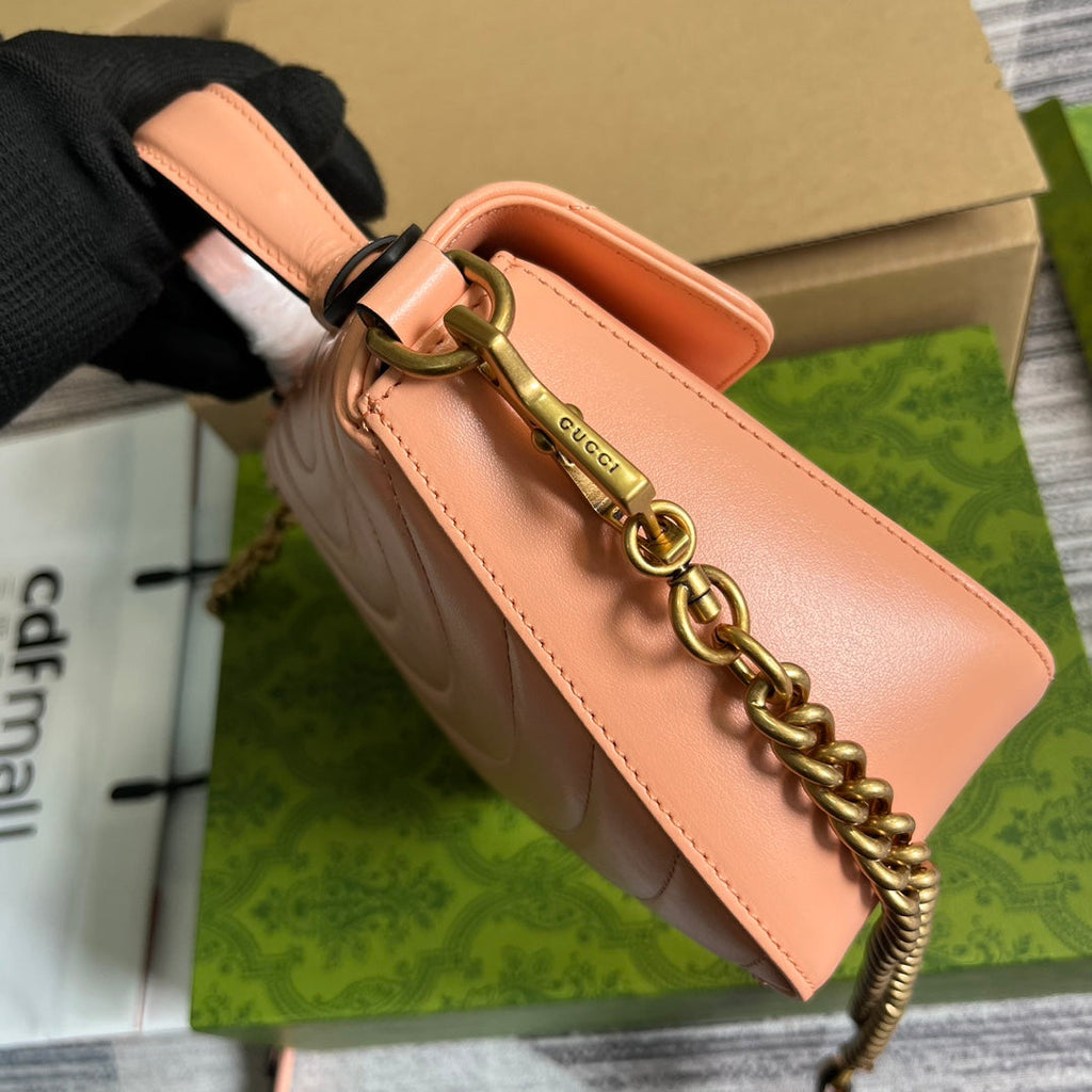 GUCCI MARMONT MINI 21 CLASSIC BAG IN PEACH PINK CALFSKIN