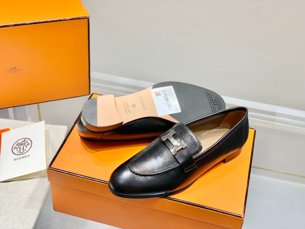 HERMES PARIS LOAFER BLACK CALFSKIN