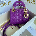 DIOR LADY 17 IN VIOLET PURPLE LAMBSKIN WITH CANNAGE PATTERN