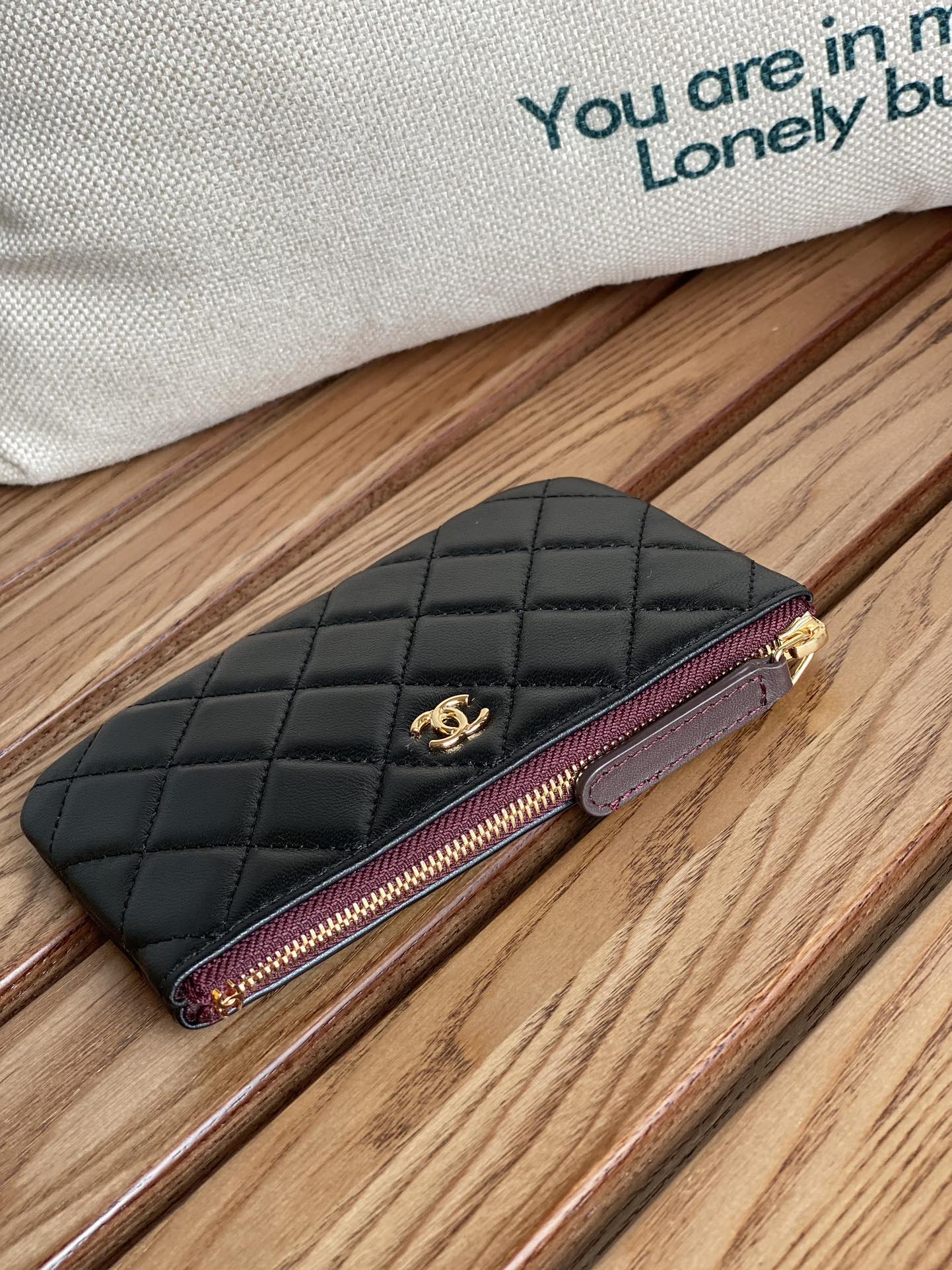 CHANEL CLASSIC SMALL 15 ZIPPED POUCH IN BLACK CALFSKIN