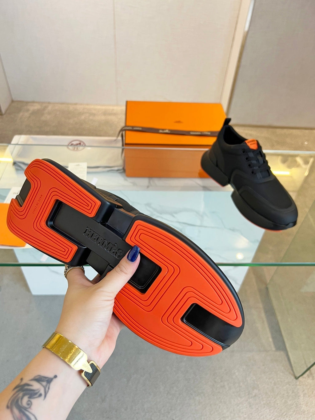 HERMES GIGA SNEAKER BLACK CALFSKIN