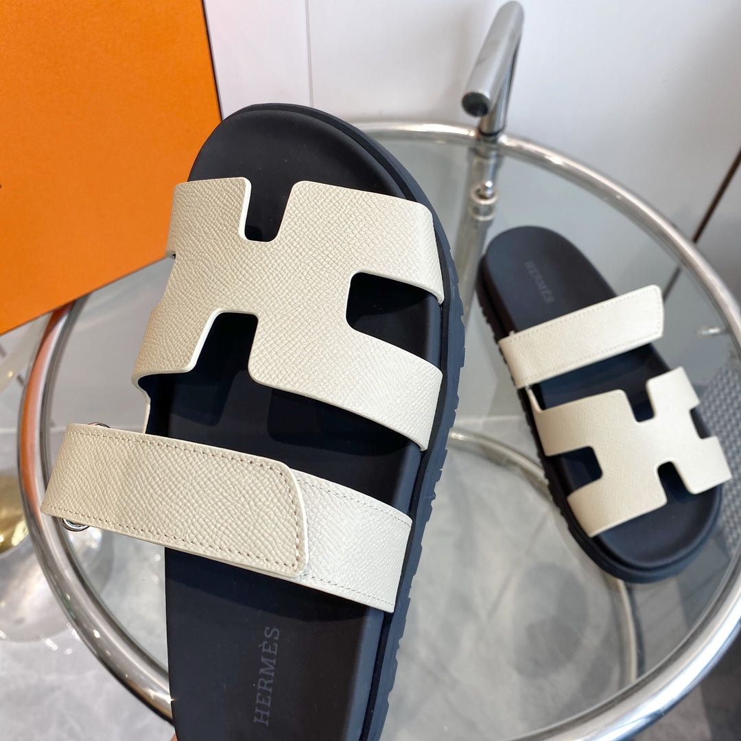 HERMES CHYPRE EPSOM Sandal white Leather