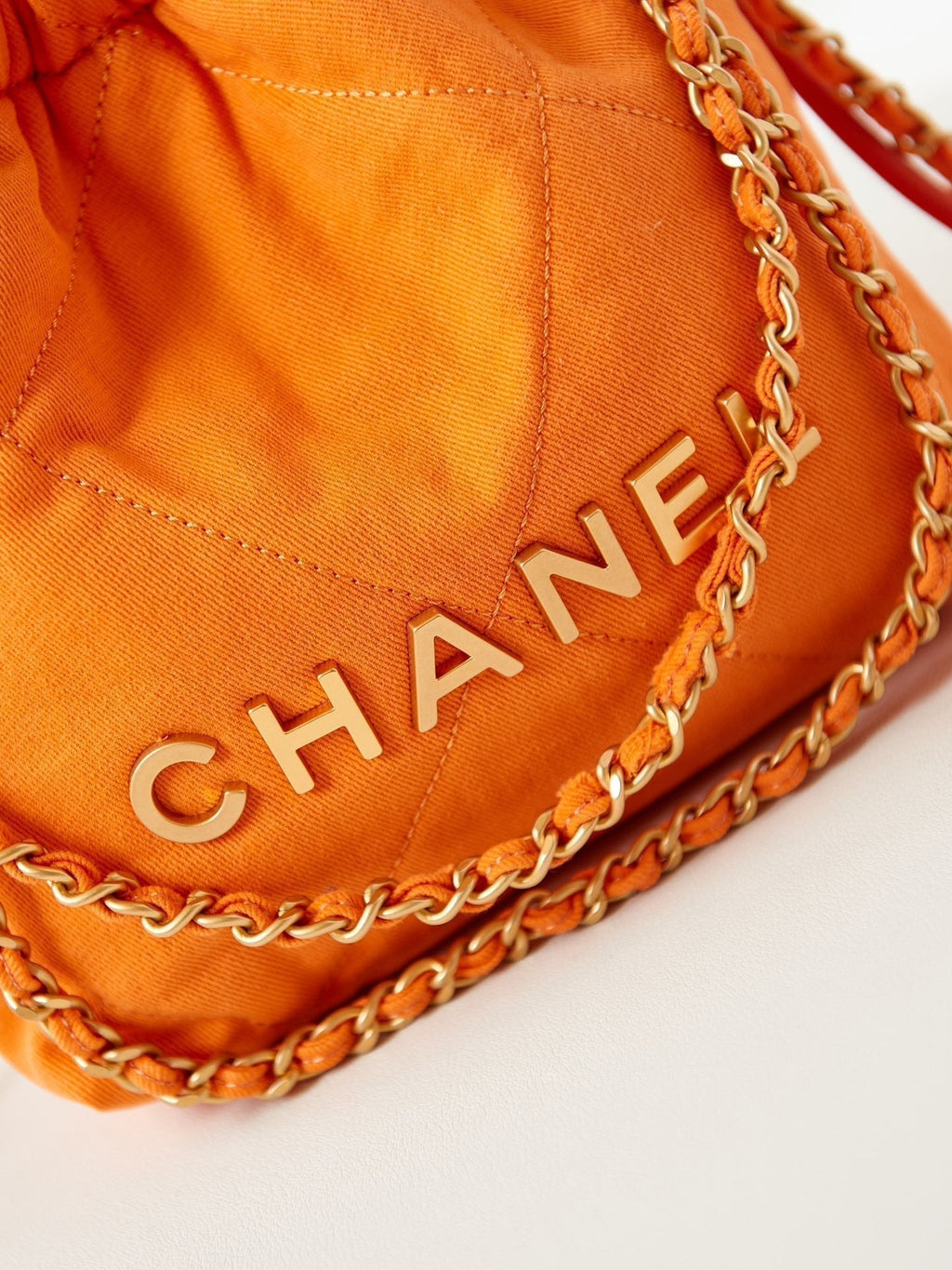 CHANEL CLASSIC MINI 20 BAG IN SAFETY ORANGE CANVAS