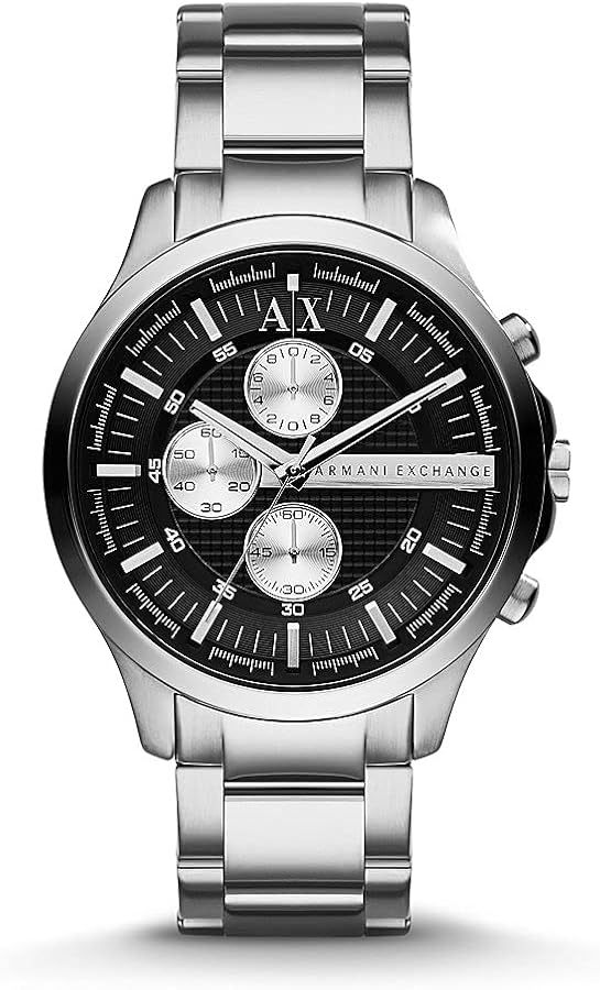 Armani Exchange Hampton AX2152 Men's Chronograph Watch - Black Dial with Silver Stainless Steel Strap