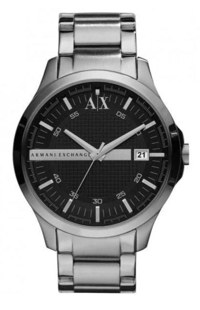 Armani Exchange Hampton AX2103 Men's Chronograph Watch - Black Dial with Silver - Tone Stainless Steel Strap