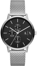 Armani Exchange Cayde AX2714 Men's Chronograph Watch - Black Dial with Silver Mesh Stainless Steel Strap
