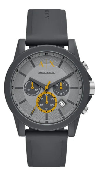 Armani Exchange Outerbanks AX7123 Men's Chronograph Watch - Grey Dial with Grey Silicone Strap