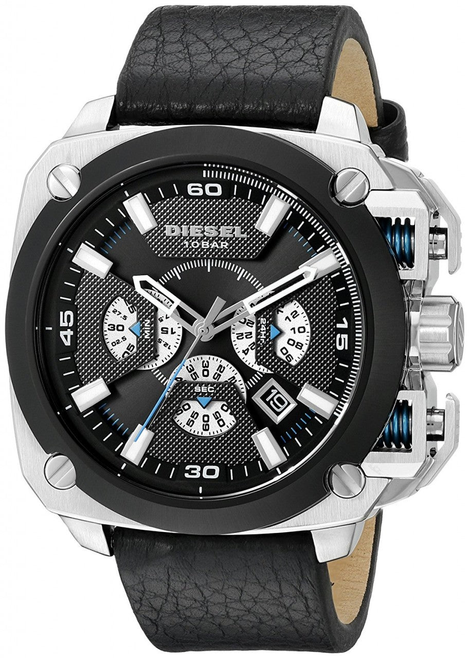 Diesel DZ7345 BAMF Chronograph Men's Watch - Black Dial & Black Leather Strap