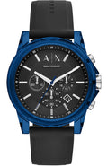 Armani Exchange Outerbanks AX1339 Men's Chronograph Watch - Black Dial with Black Silicone Strap