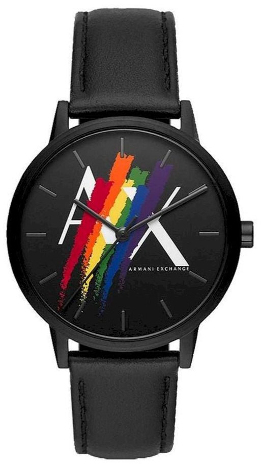 Armani Exchange Cayde AX7120 Men's Analog Watch - Black Dial with Black Leather Strap