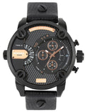 Diesel DZ7291 Little Daddy Chronograph Men's Watch - Black Dial & Black Leather Strap