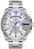 Diesel DZ4477 Mega Chief Chronograph Men's Watch - White Dial & Silver Stainless Steel Strap