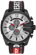 Diesel DZ4512 Mega Chief Chronograph Men's Watch - Silver Dial & Black Leather Strap