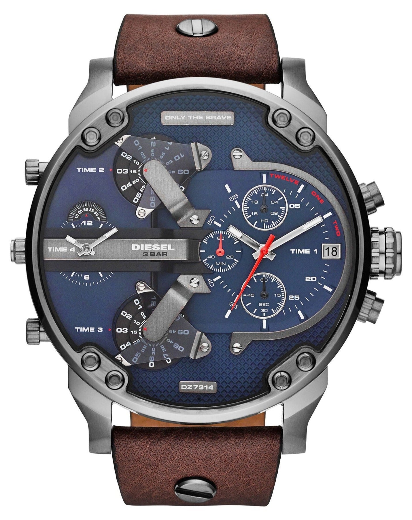 Diesel DZ7314 Mr. Daddy Chronograph Men's Watch - Blue Dial & Brown Leather Strap