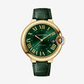 Ballon Bleu De Cartier Watch - 40mm, 18K Yellow Gold, Alligator Leather, Green Dial