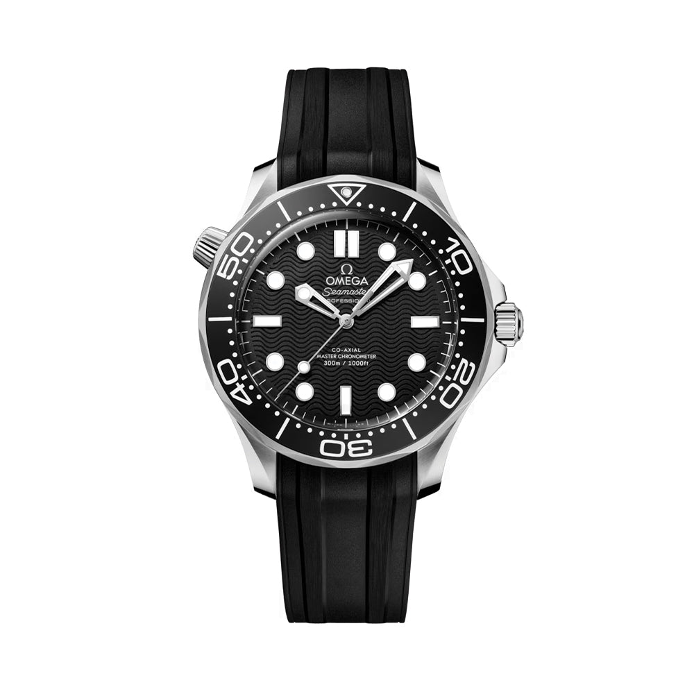 Omega Seamaster Diver 300M Aluminum Bezel 42mm Watch - Black on Rubber Strap
