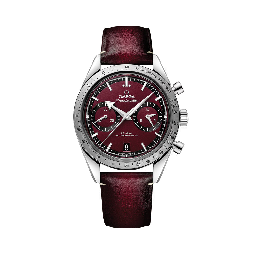 Omega Speedmaster '57 40.5mm Watch - Red on Leather Strap