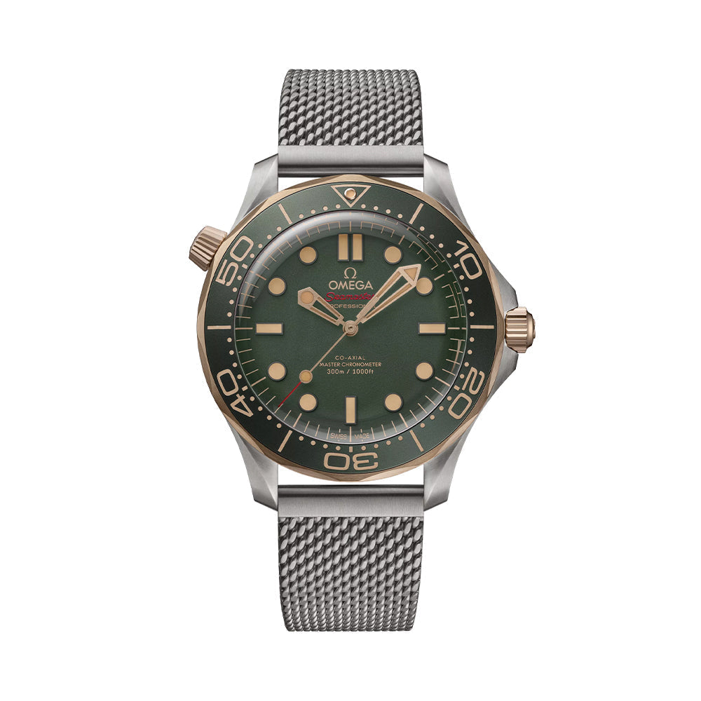 Omega Seamaster Diver 300M Titanium and Bronze Gold 42mm Watch - Green on Bracelet